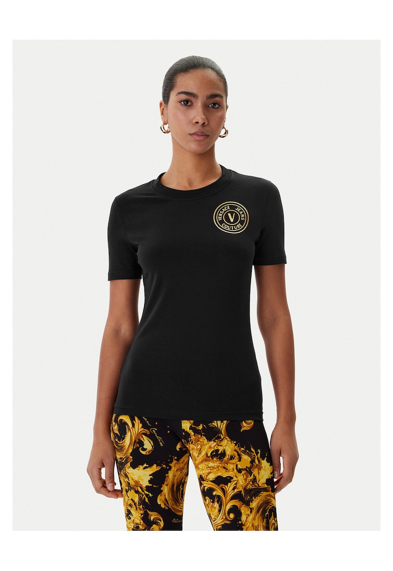 Tricou dama - slim fit - negru - bumbac/elastan