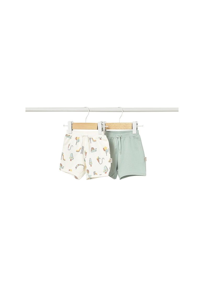 Set pantaloni scurti sport Baieti - Alb - Verde - Bumbac