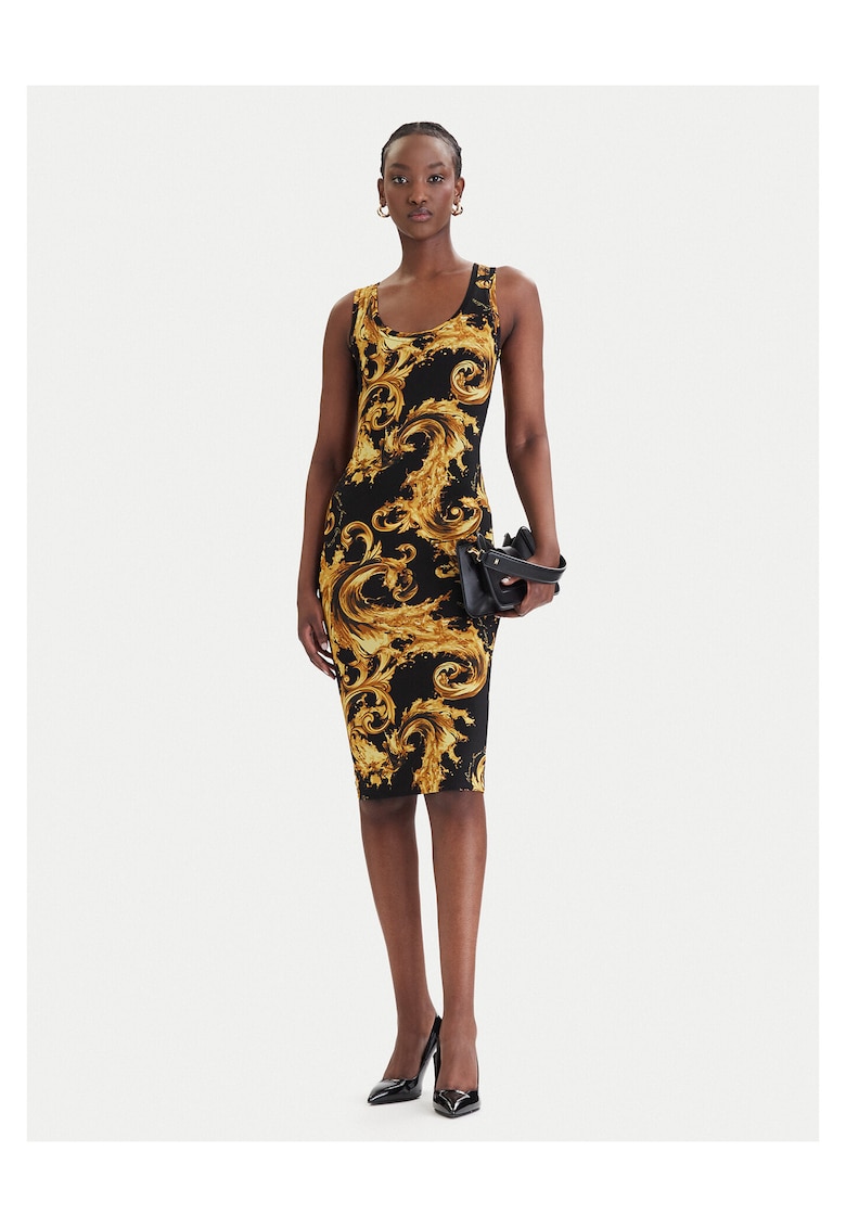 Rochie casual - bumbac - negru - galben