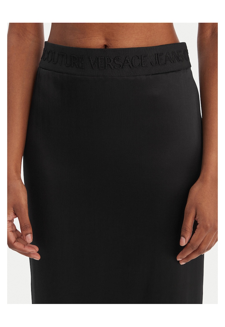 Fusta creion - neagra - din viscoza - cu fermoar