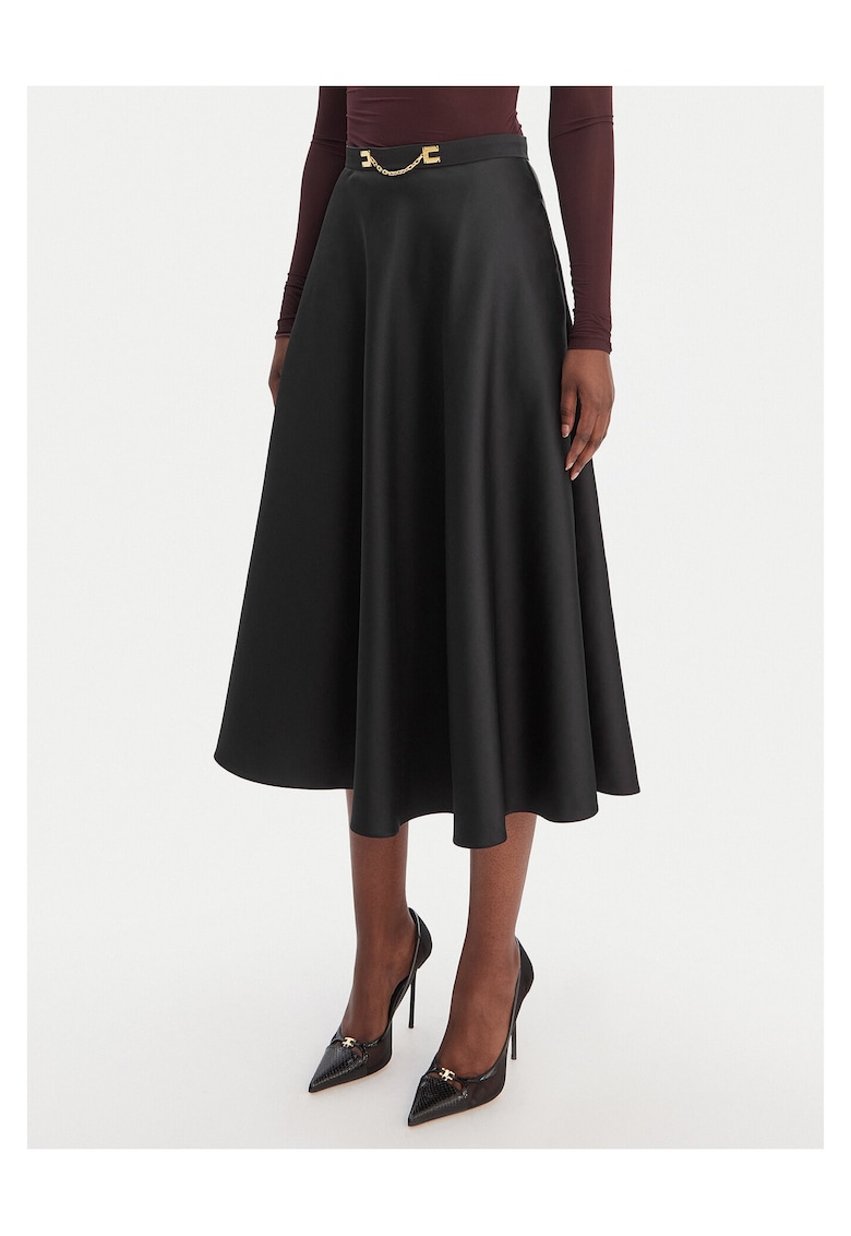 Fusta midi dama neagra - poliester - Negru