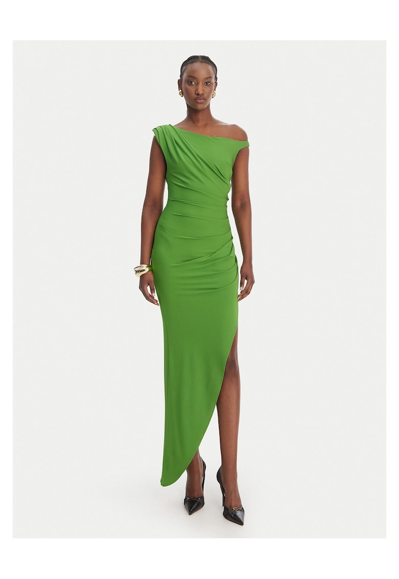 Rochie cocktail fermoar - verde - viscoza - Verde