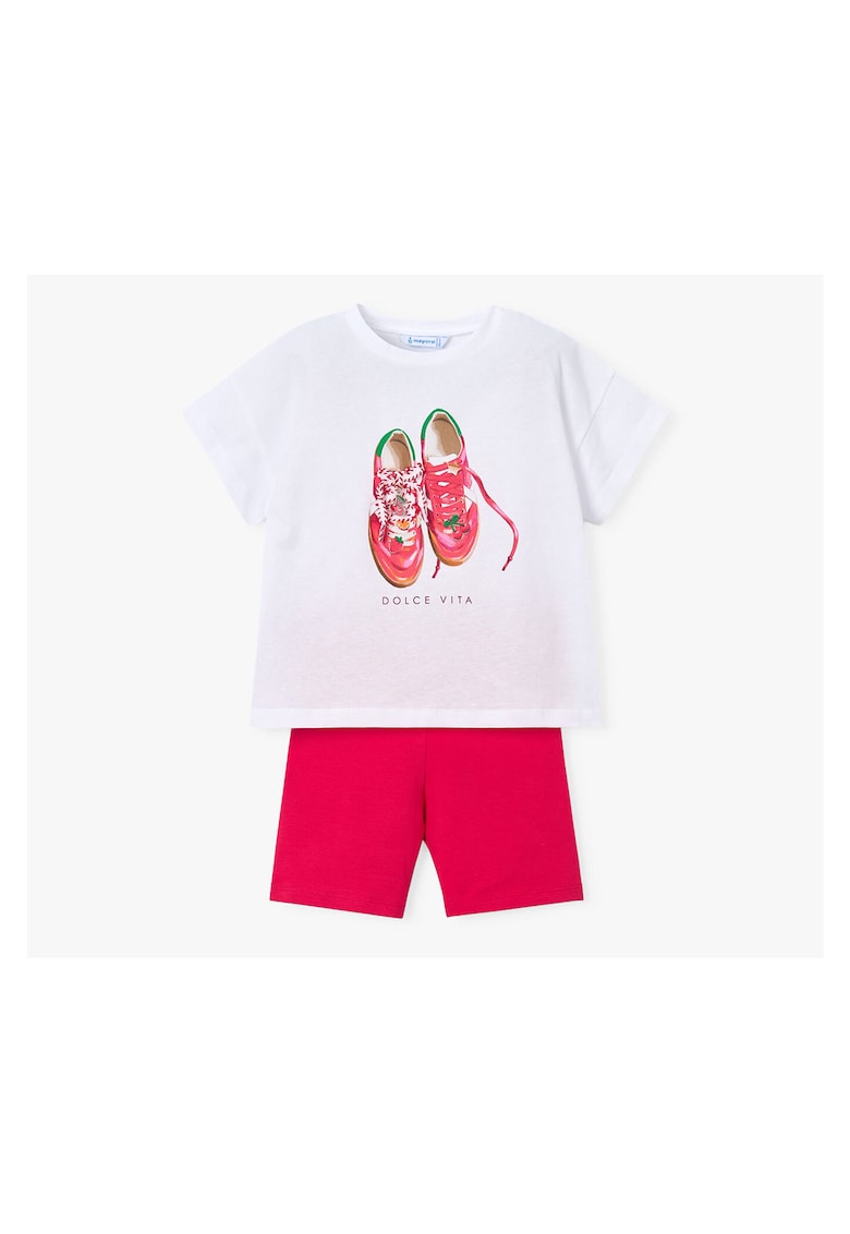 Set tricou+colanti Fete - Alb - Bumbac - Multicolor