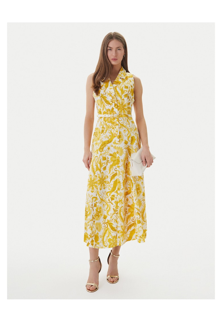 Rochie de vara - bumbac - galben - cu nasturi
