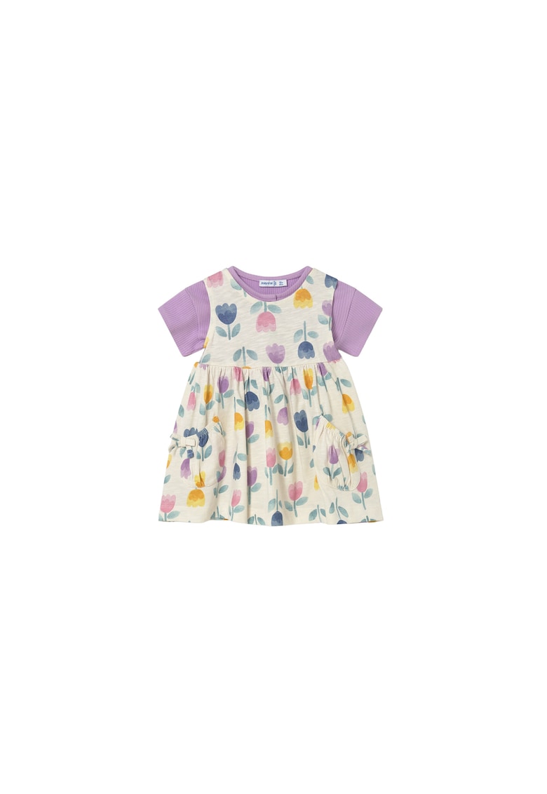 Rochie Fete - Violet - Bumbac - Multicolor