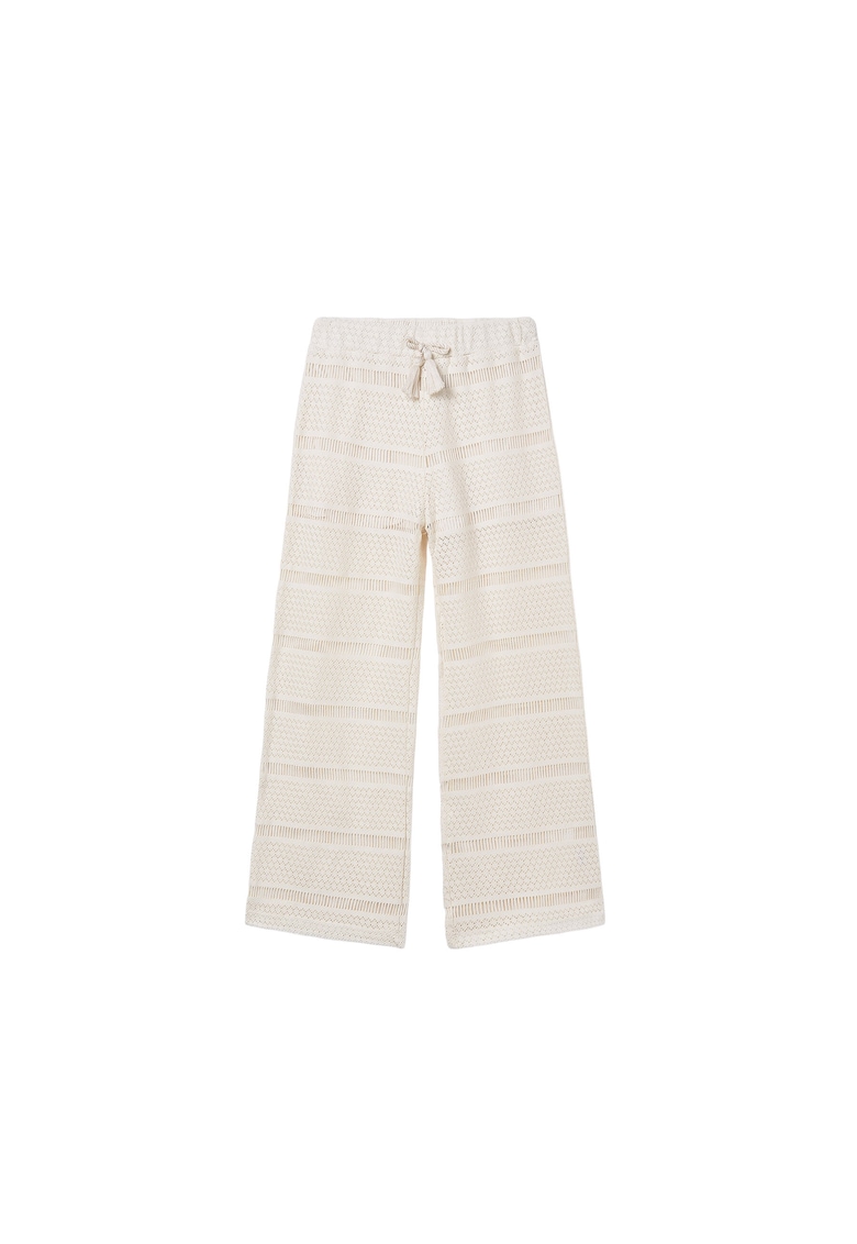 Pantaloni tricotati pentru fete - bumbac/poliamida - bej