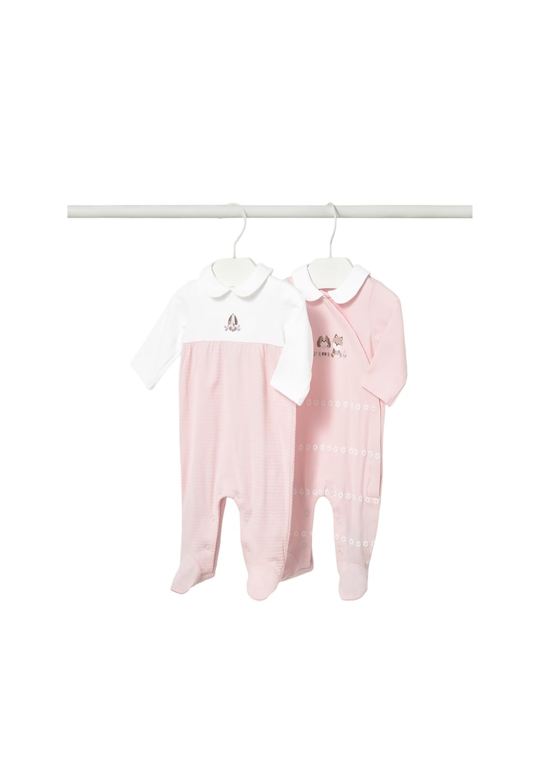 Set salopete Fete - bumbac - roz - 91% bumbac - Roz