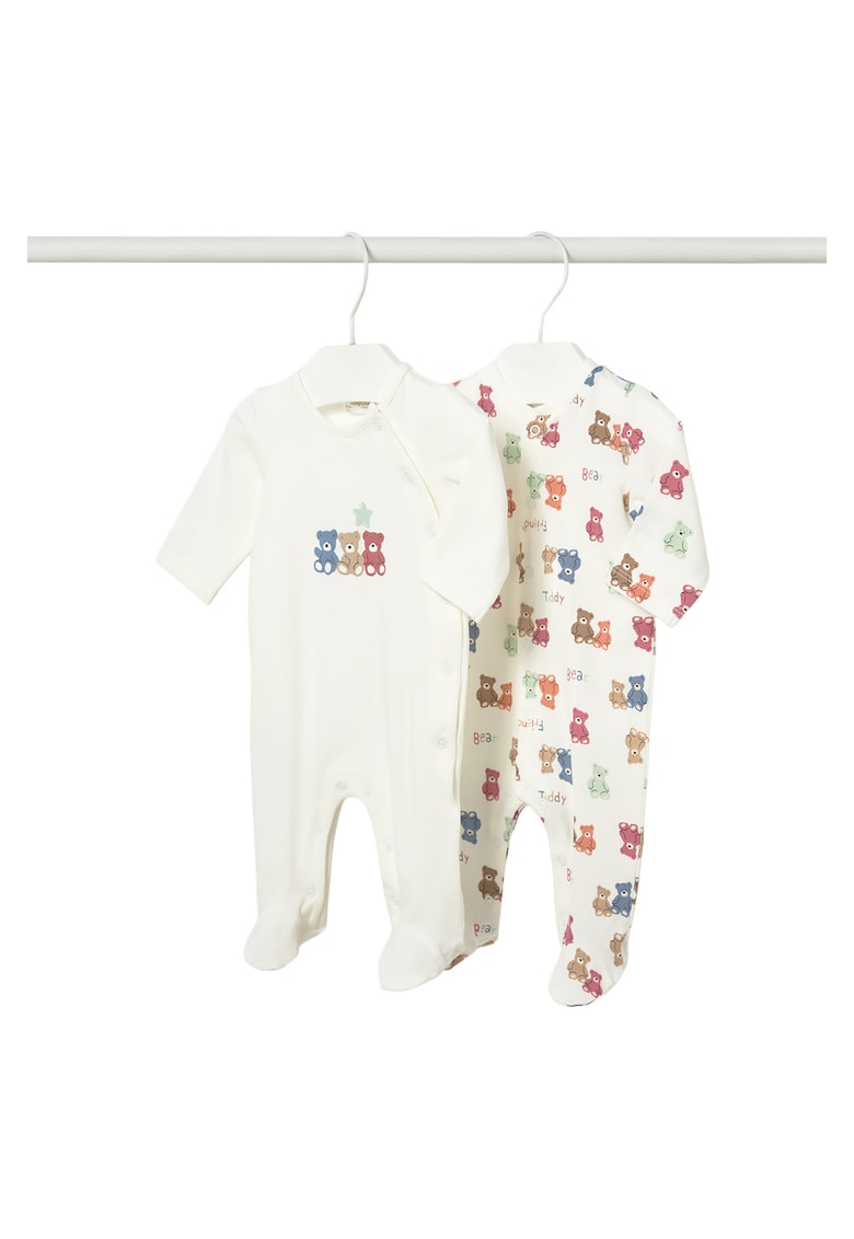 Set compleuri copii - salopete - bumbac - alb -