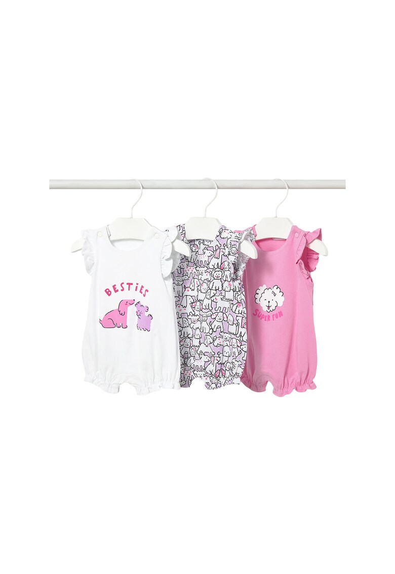 Set salopete Fete - bumbac - roz - 95% bumbac - 5% elastan