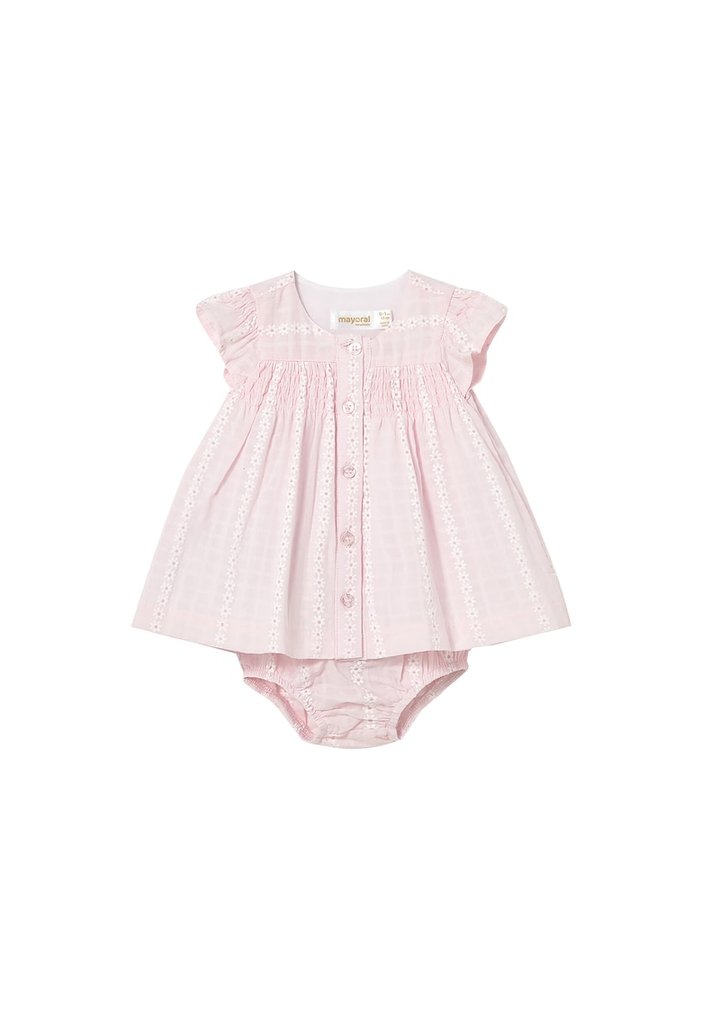 Rochie de zi Fete - bumbac - roz - sistem inchidere cu nasturi - Roz