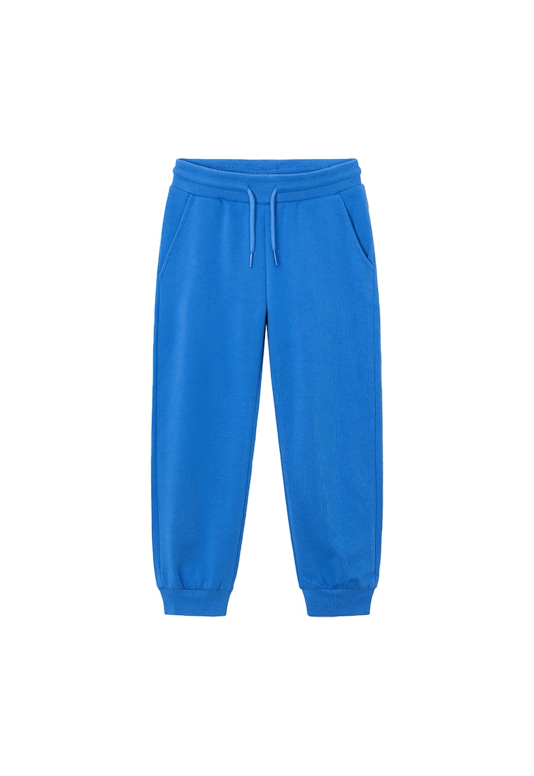 Pantaloni de trening cu model uni si snur de ajustare - Albastru