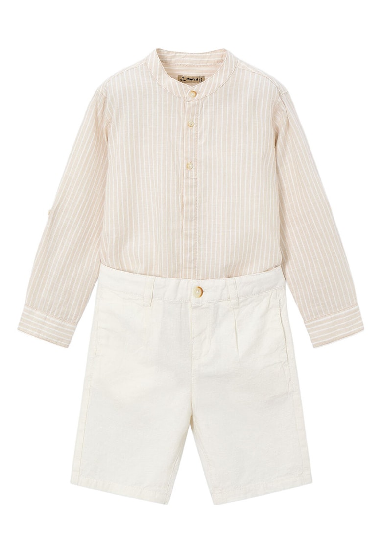 Compleu copii - camasa si pantaloni scurti - bumbac - ecru