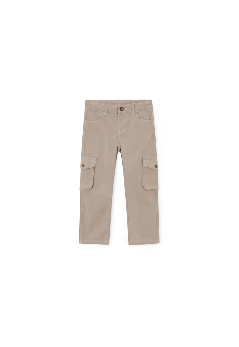 Pantaloni baieti - cu fermoar - bej - bumbac