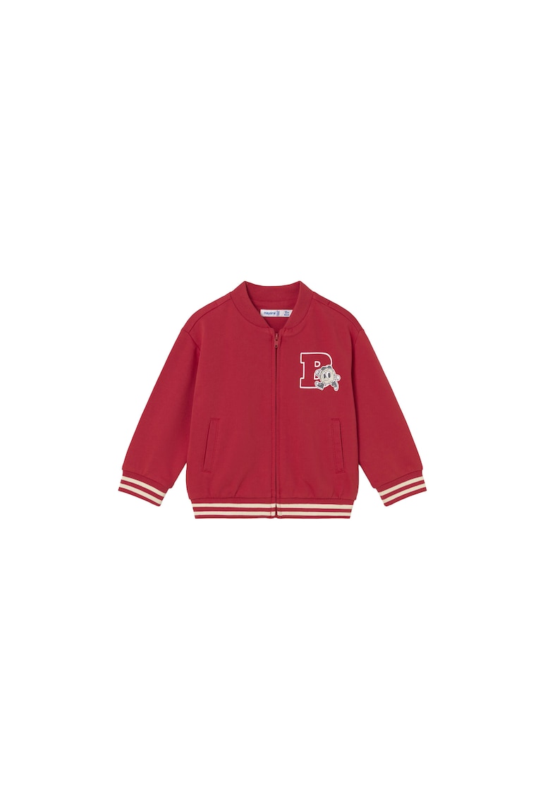 Bluza copii - fermoar - rosu - poliester/bumbac