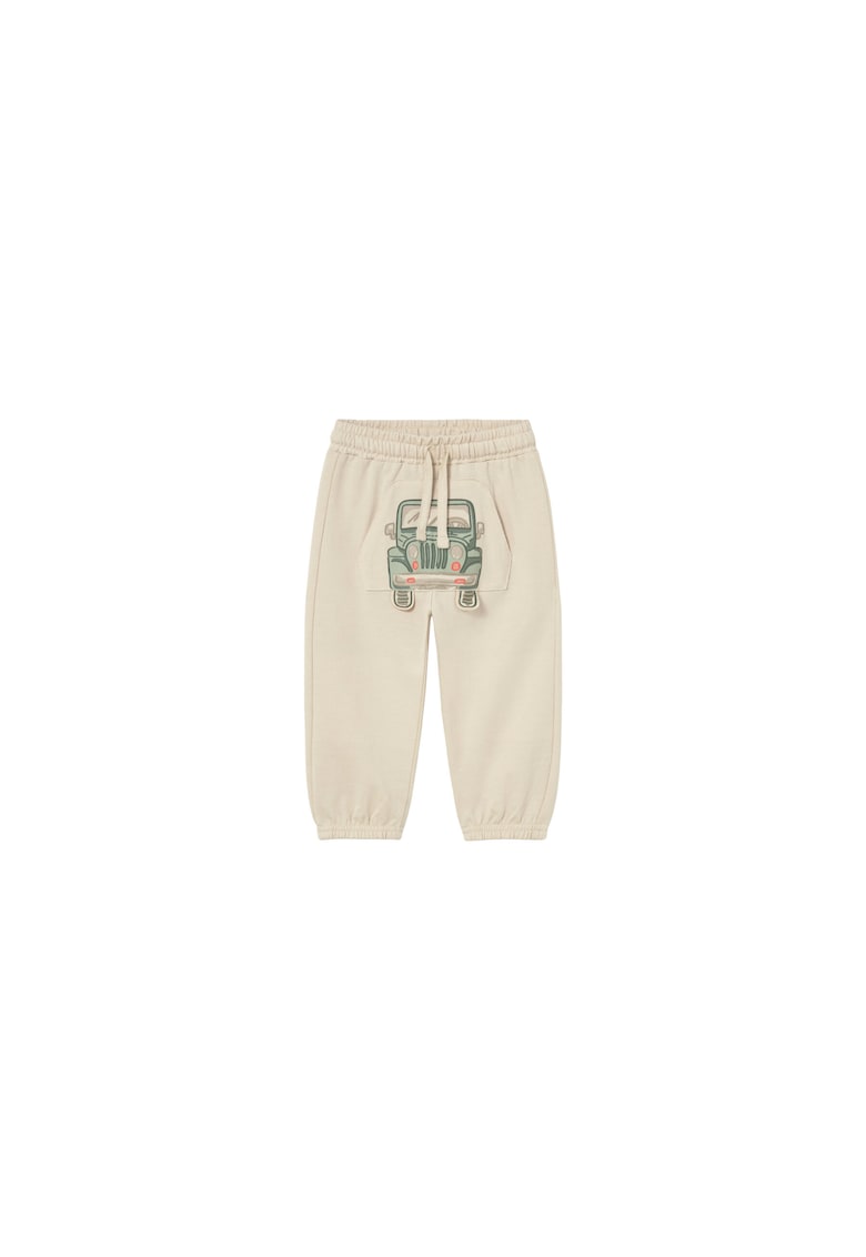 Pantaloni trening baieti - bej - bumbac/poliester