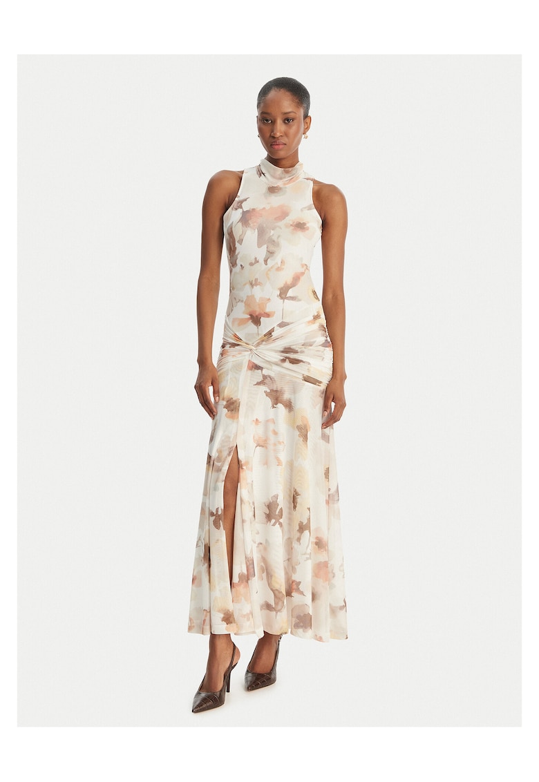 Rochie de seara - poliester - ecru - fermoar - pentru femei
