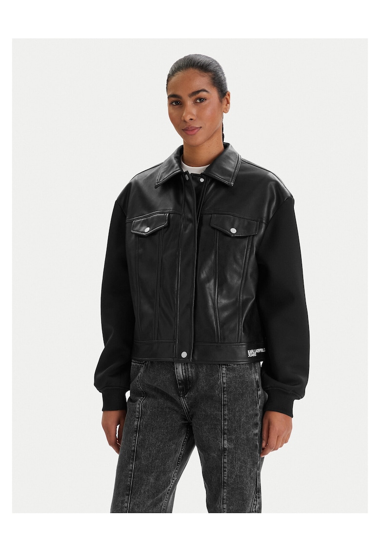 Geaca dama - neagra - 50% imitatie de piele - 50% poliester