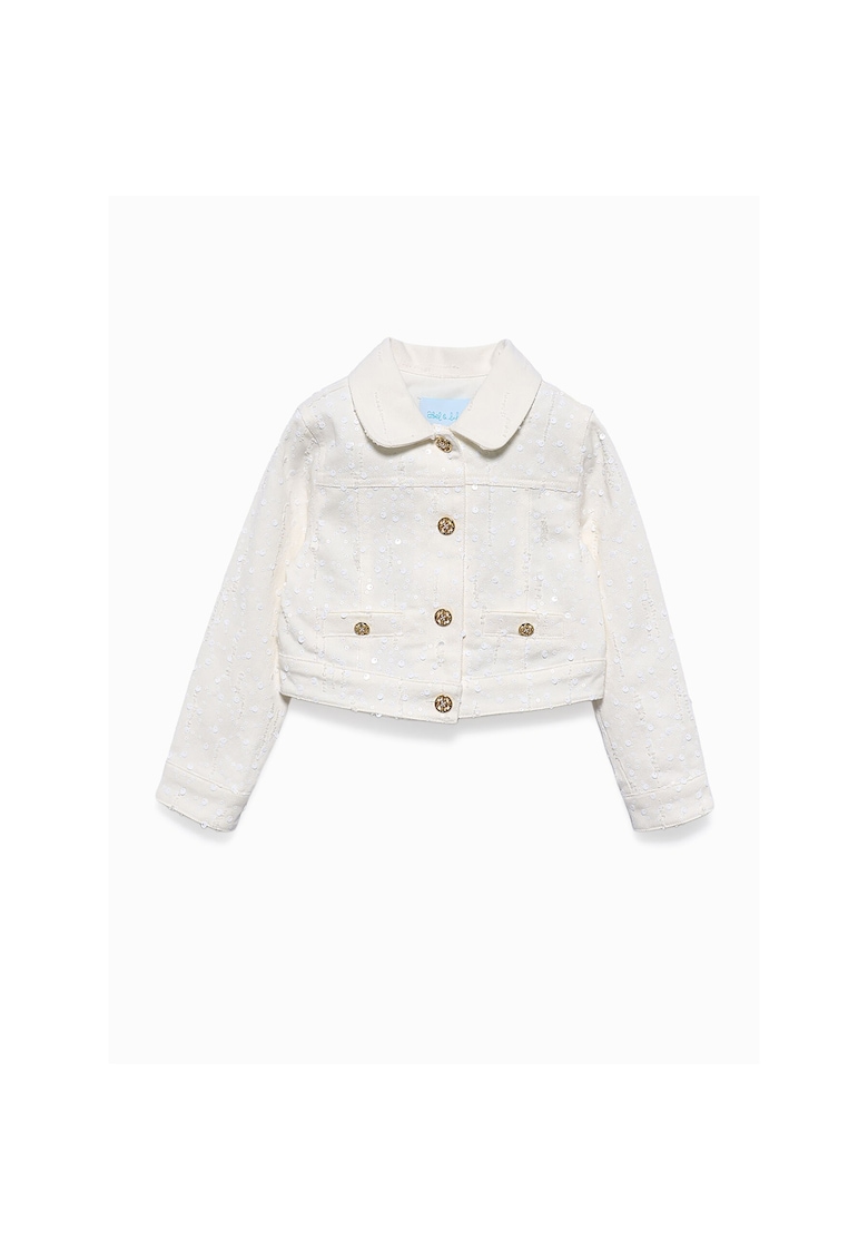 Jacheta denim copii - alb - bumbac - maneca lunga