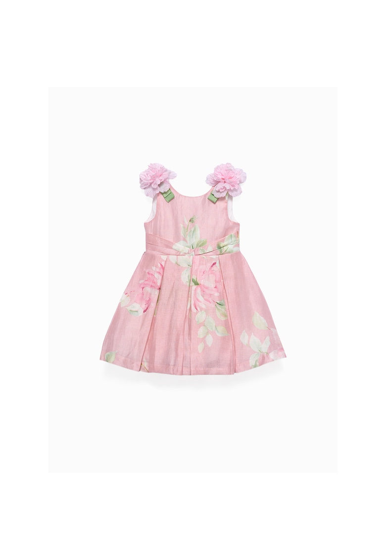 Rochie fete - eleganta - roz - lenjerie din bumbac si poliester