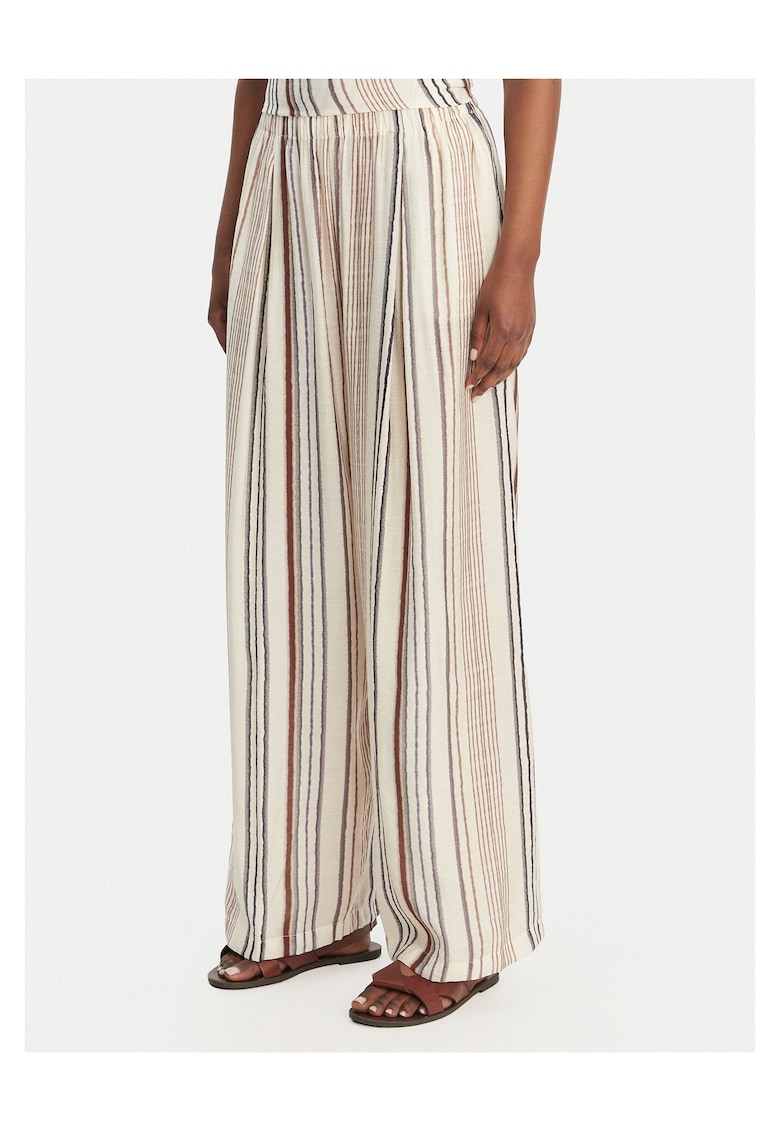Pantaloni dama - rayon - eleganti - dungi - ecru