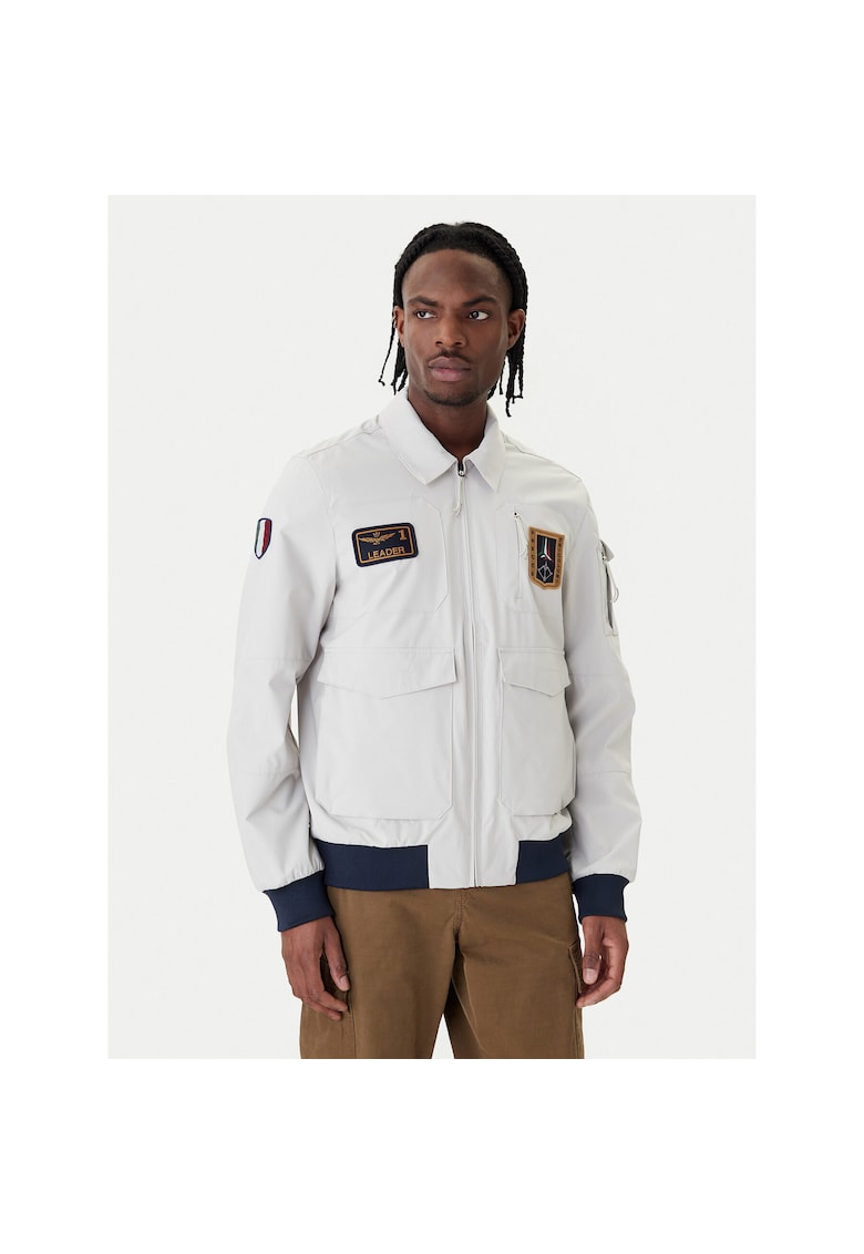 Geaca bomber barbati - fermoar - bej - poliester