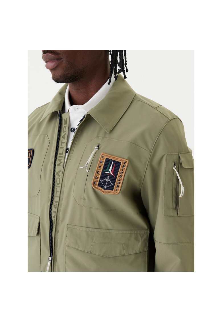 Geaca bomber barbati - verde - poliester - fermoar -