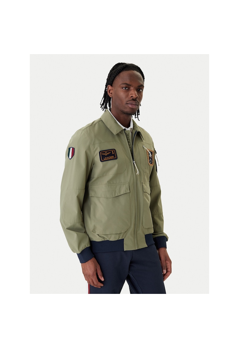 Jacheta bomber barbati - fermoar - verde - poliester -