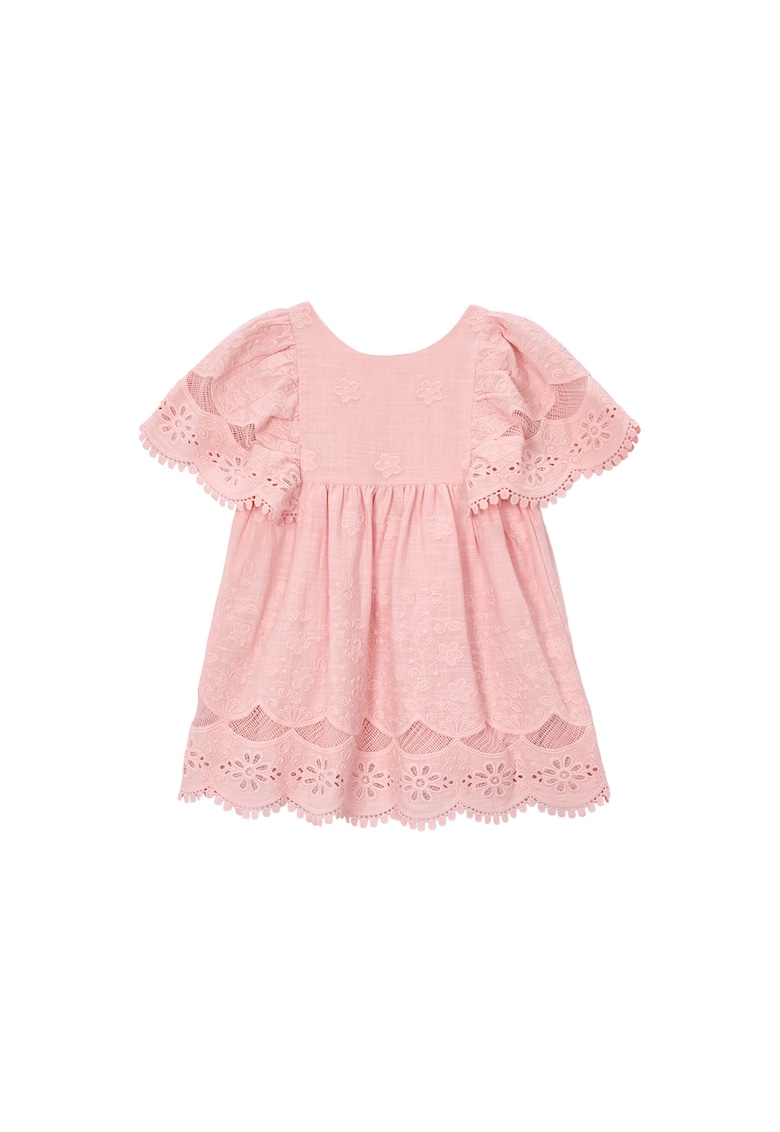 Rochie de fete din bumbac roz cu fermoar - Roz
