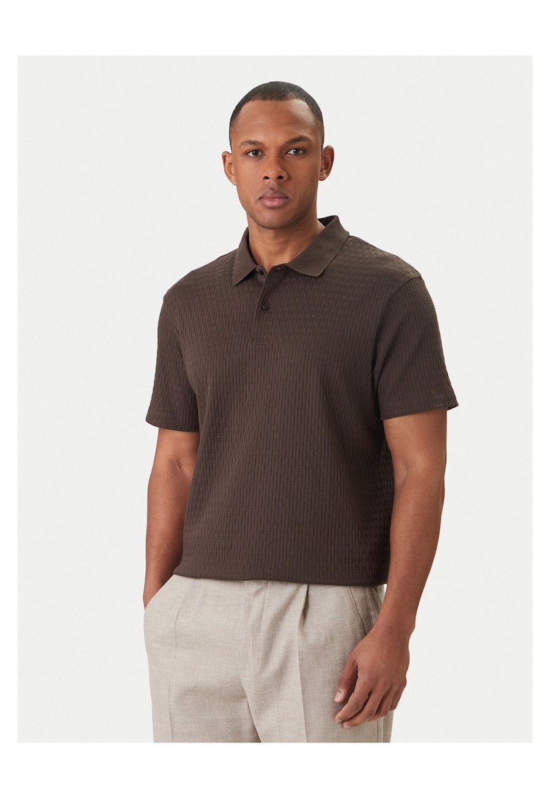Tricou barbati - slim fit - maro - bumbac - Maro
