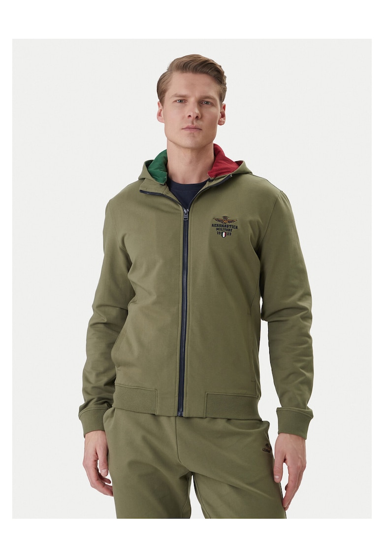 Hanorac Barbati - Verde - Bumbac - Fermoar -