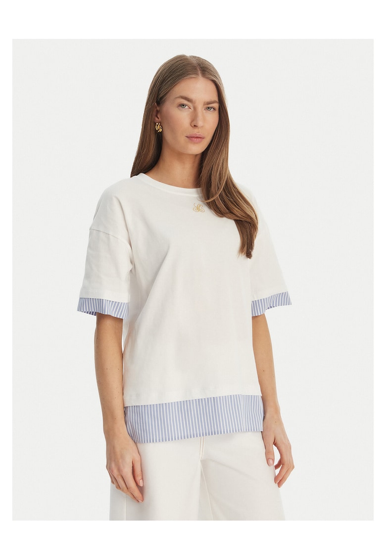 Tricou dama cu dungi - Alb