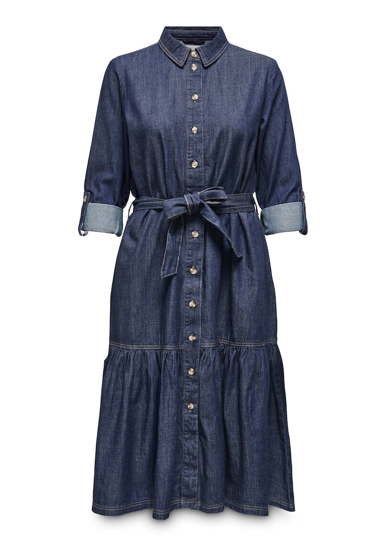 Rochie din denim - bumbac - bleumarin - femei - Bleumarin