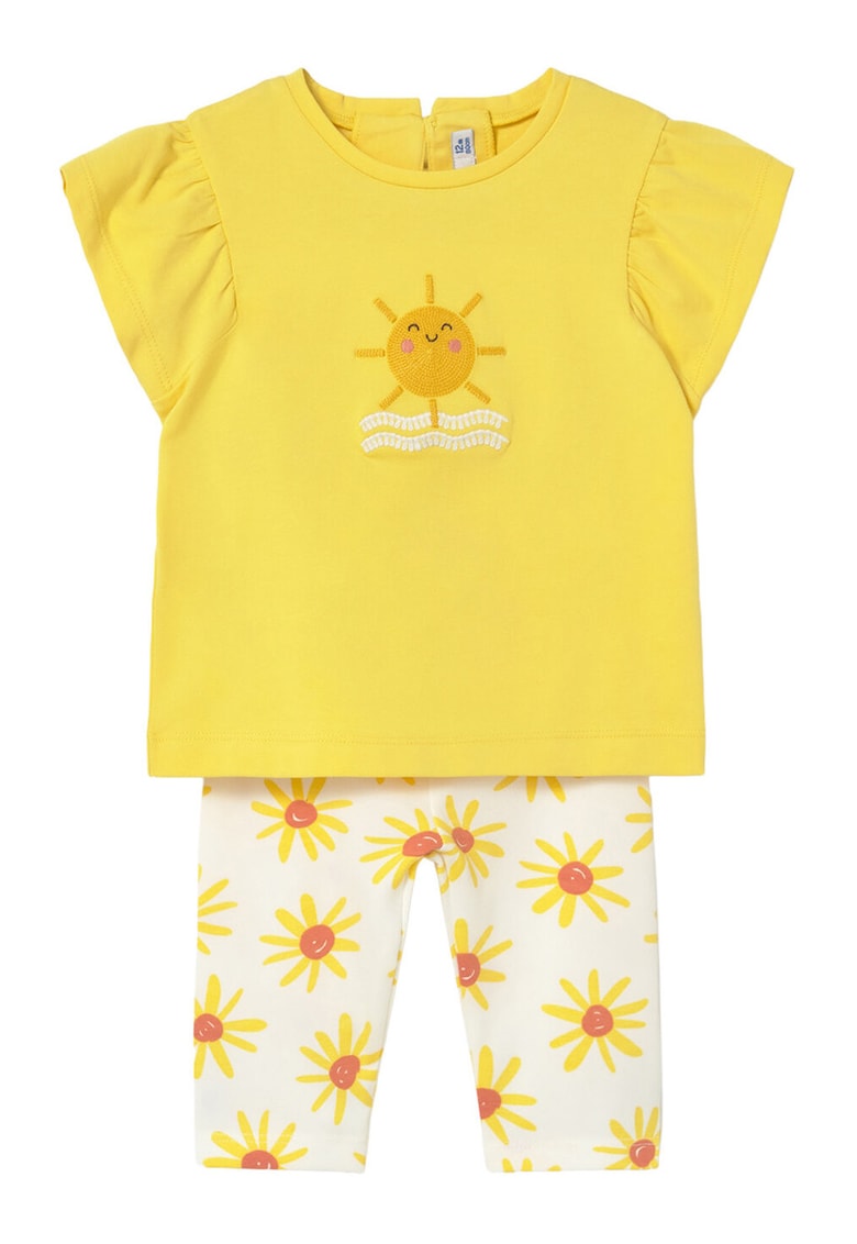 Set tricou - colanti Fete - bumbac - galben -