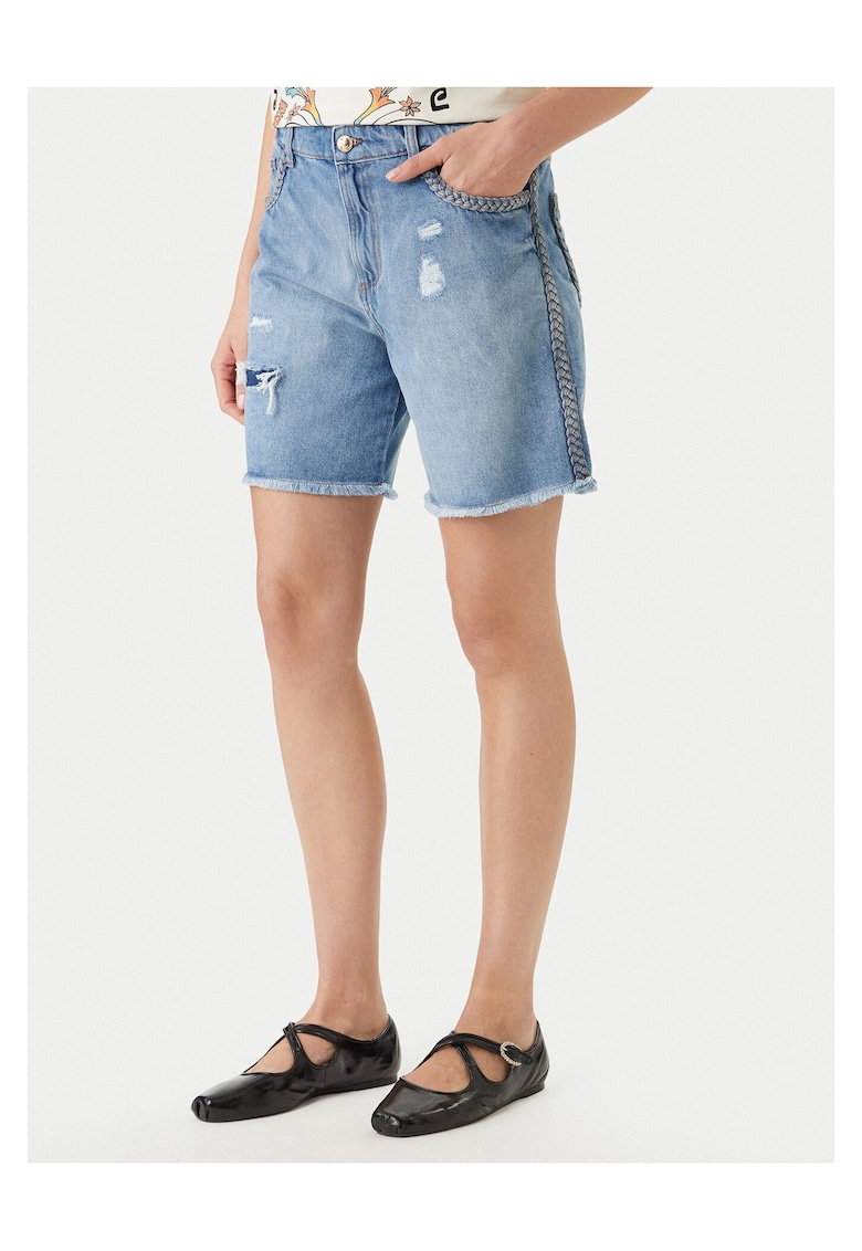 Pantaloni scurti denim dama - bumbac - fermoar - 45898 - Albastru