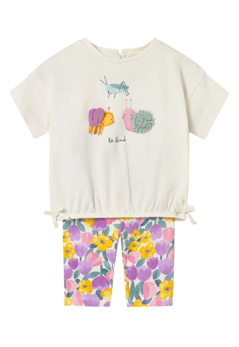 Compleu copii - set tricou+ colanti - violet - bumbac -