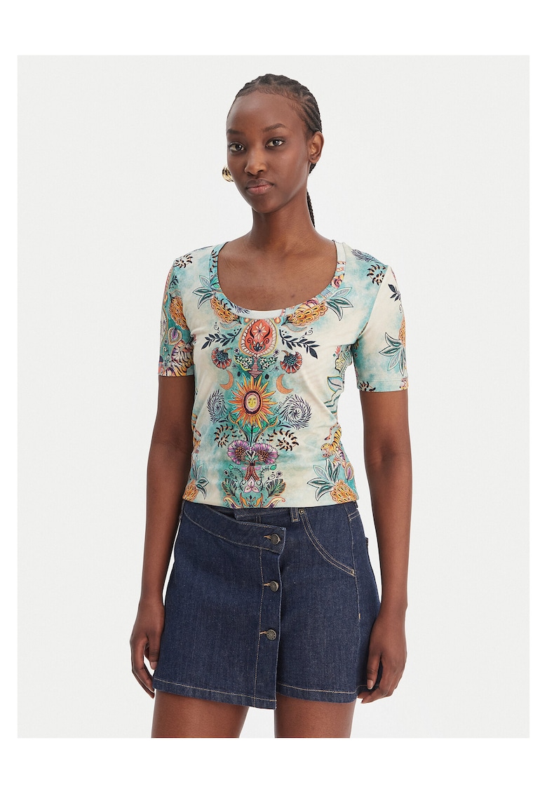 Tricou dama - slim fit - multicolor - bumbac