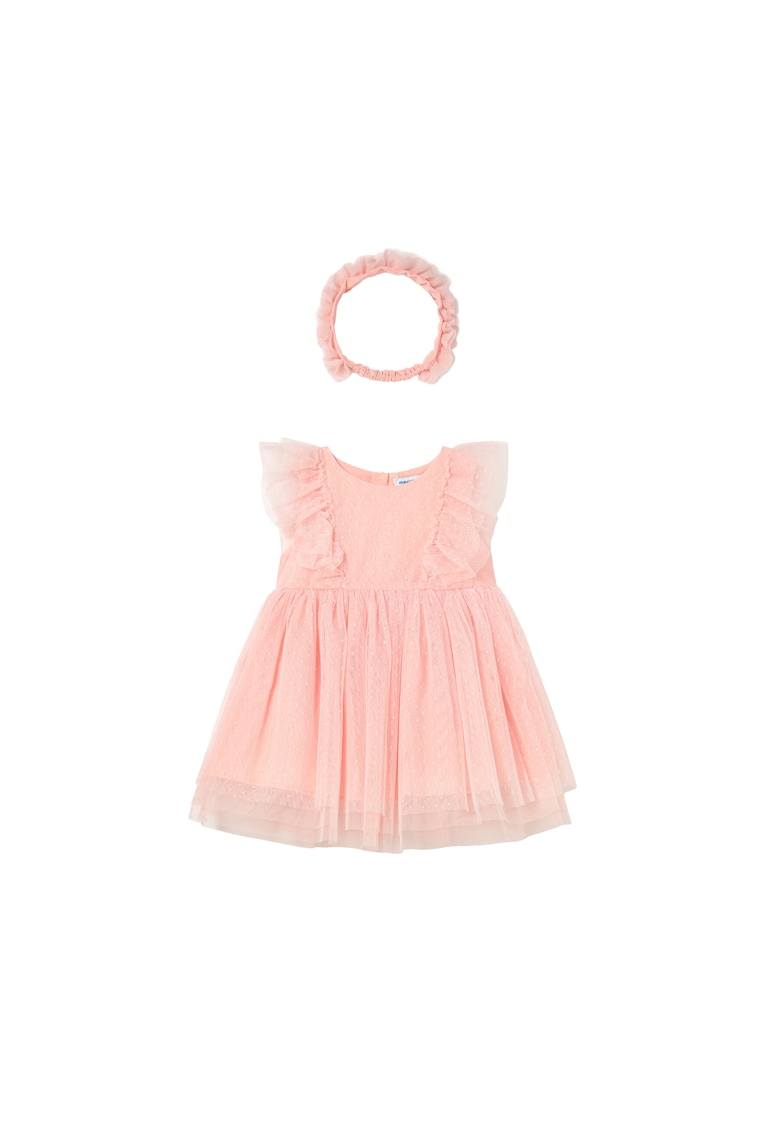 Rochie fete - poliester - roz - fermoar -