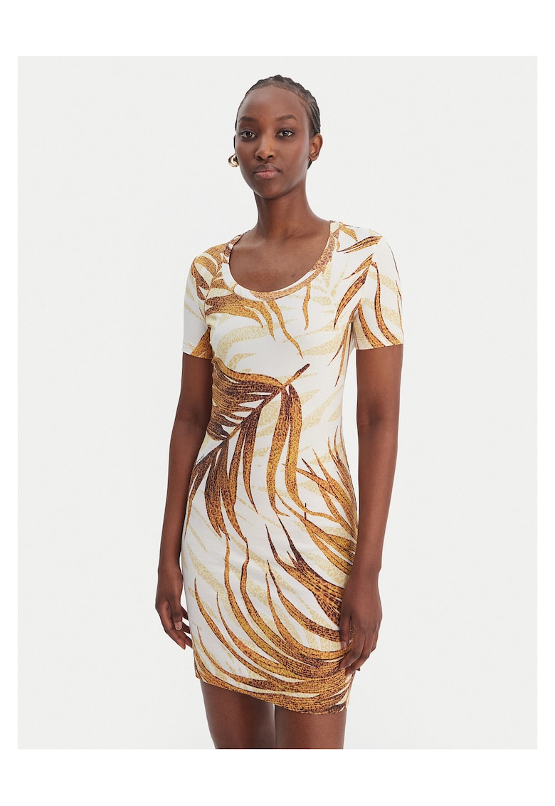 Rochie bumbac - bej - alb - Alb/Bej
