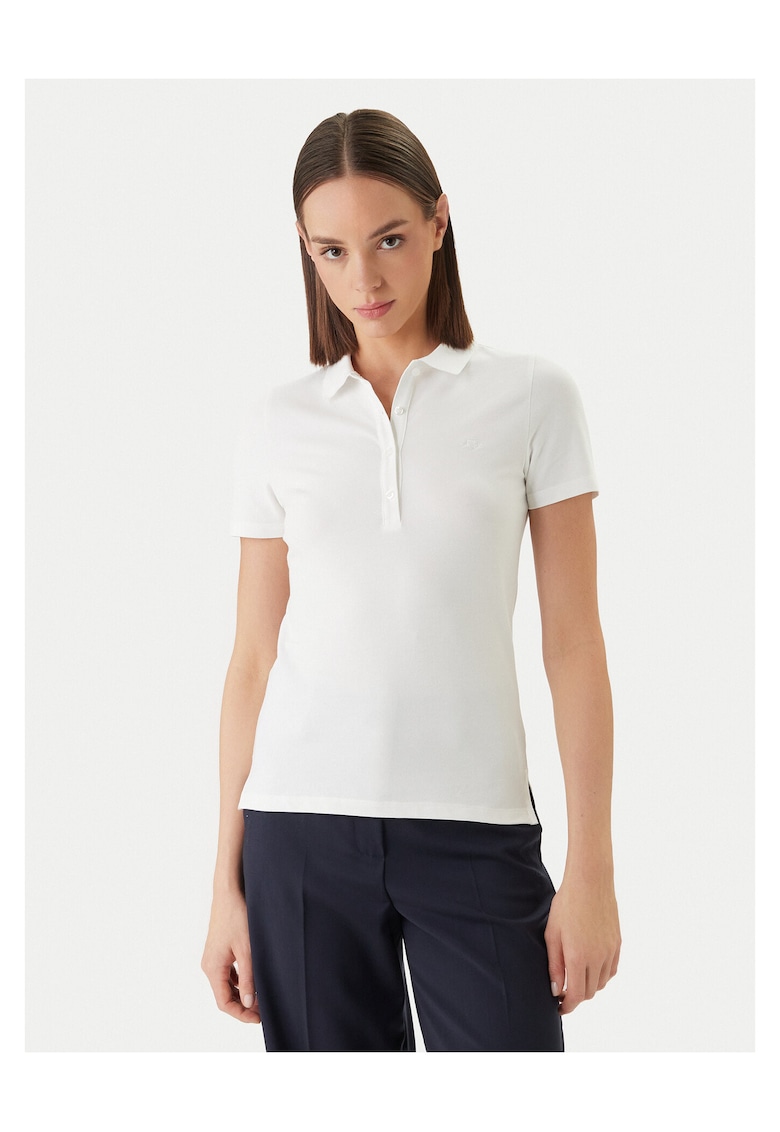 Tricou dama - slim fit - alb - bumbac/elastan