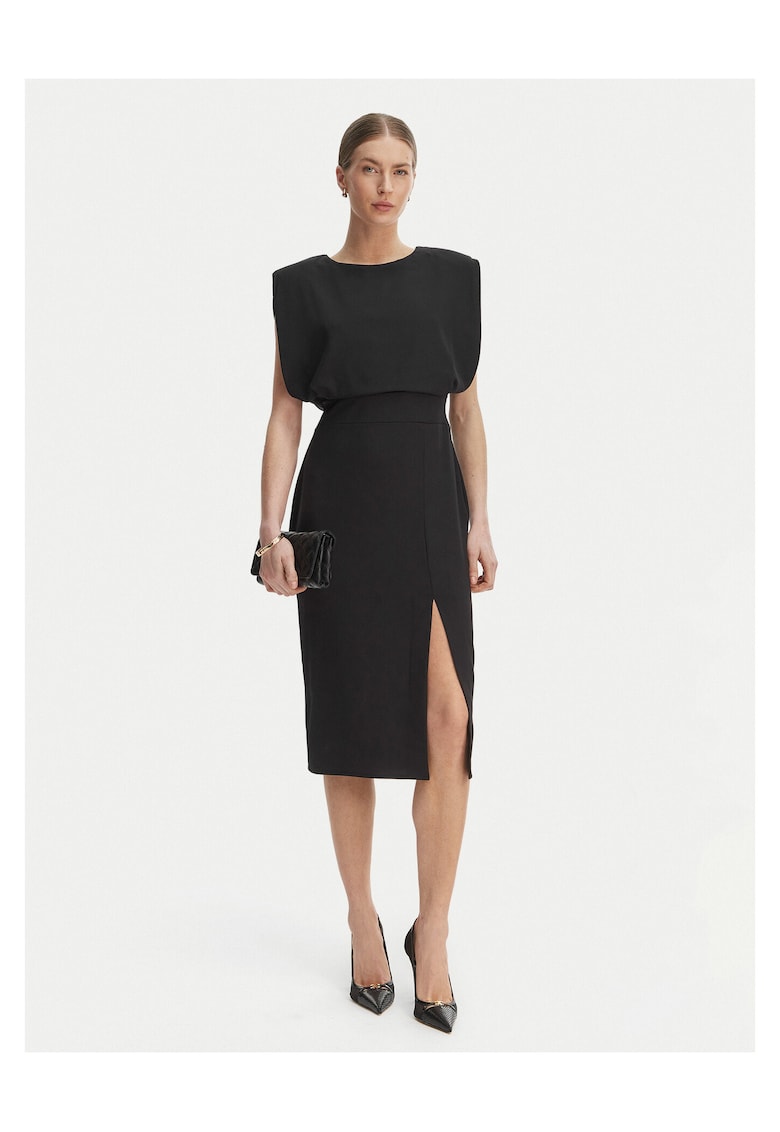 Rochie cocktail poliester - fermoar - Negru