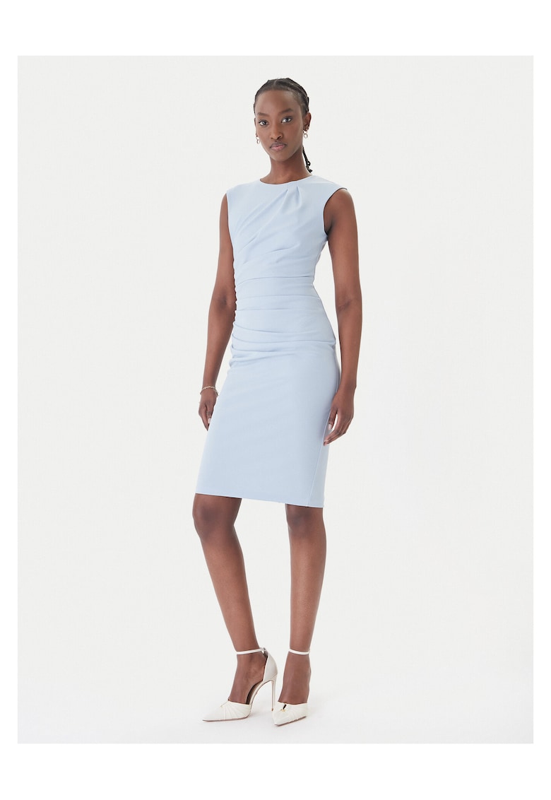 Rochie cocktail - poliester - fermoar - 95794 - Albastru deschis