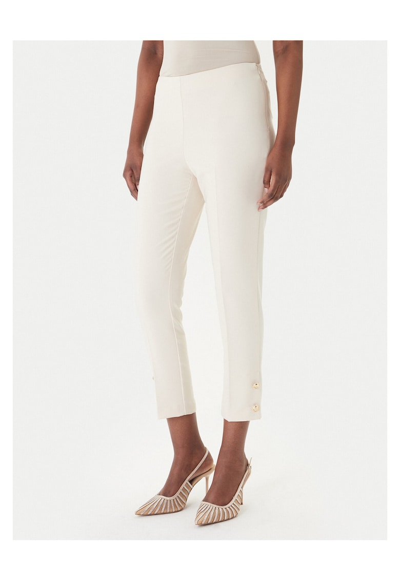 Pantaloni dama - slim fit - bej - poliester/elastan