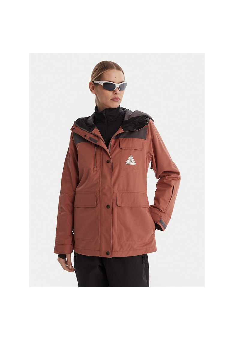 Geaca outdoor dama - poliester reciclat - maro - pentru drumetie