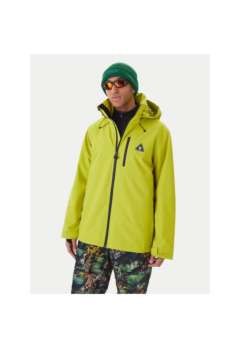 Geaca snowboard barbati - verde - poliester reciclat - fermoar