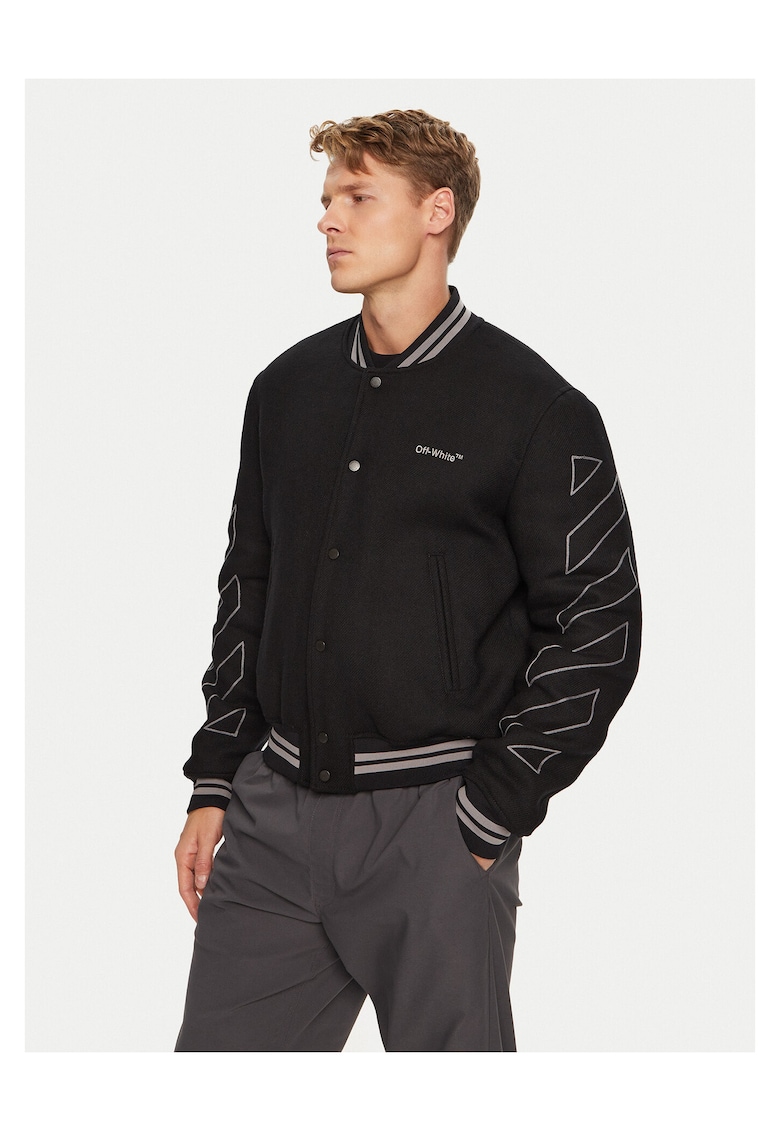 Geaca bomber Barbati - 68% bumbac - 32% lana - negru -