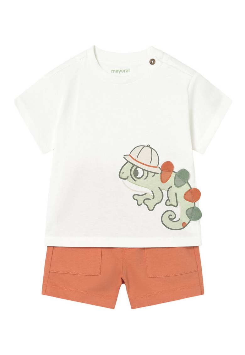 Set tricou+pantaloni scurti - bumbac - portocaliu