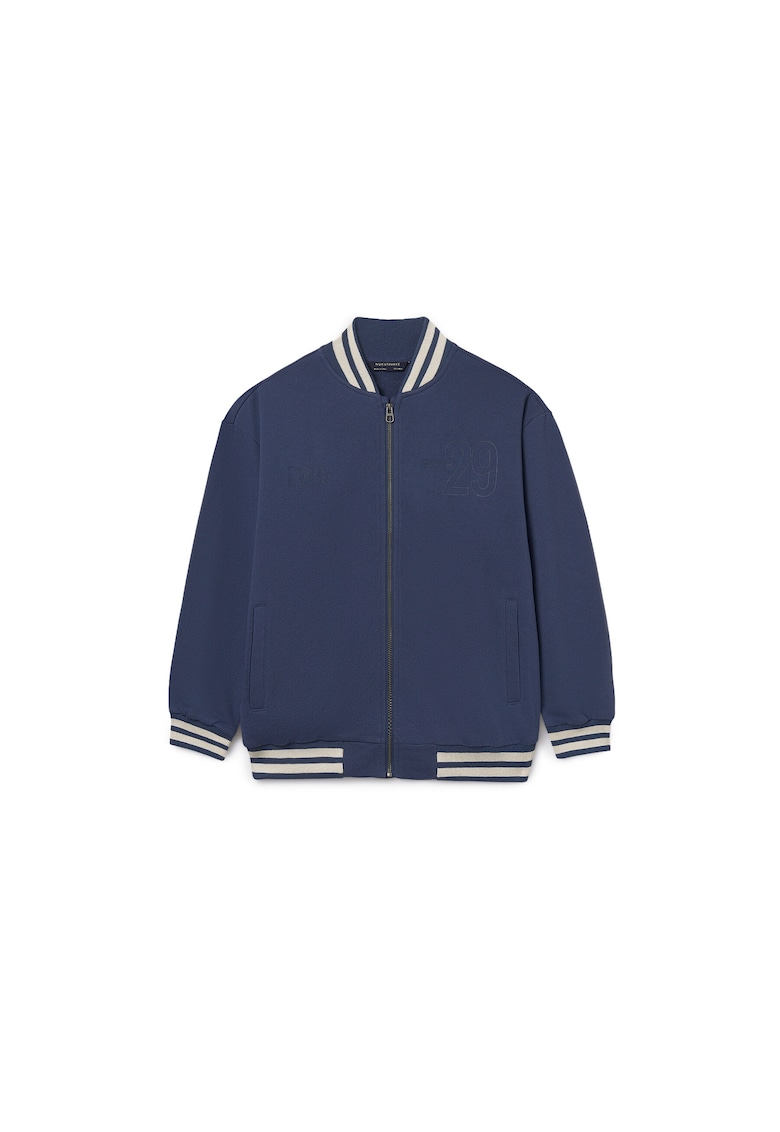 Geaca bomber copii - bleumarin - fermoar - 52% poliester - 48% bumbac