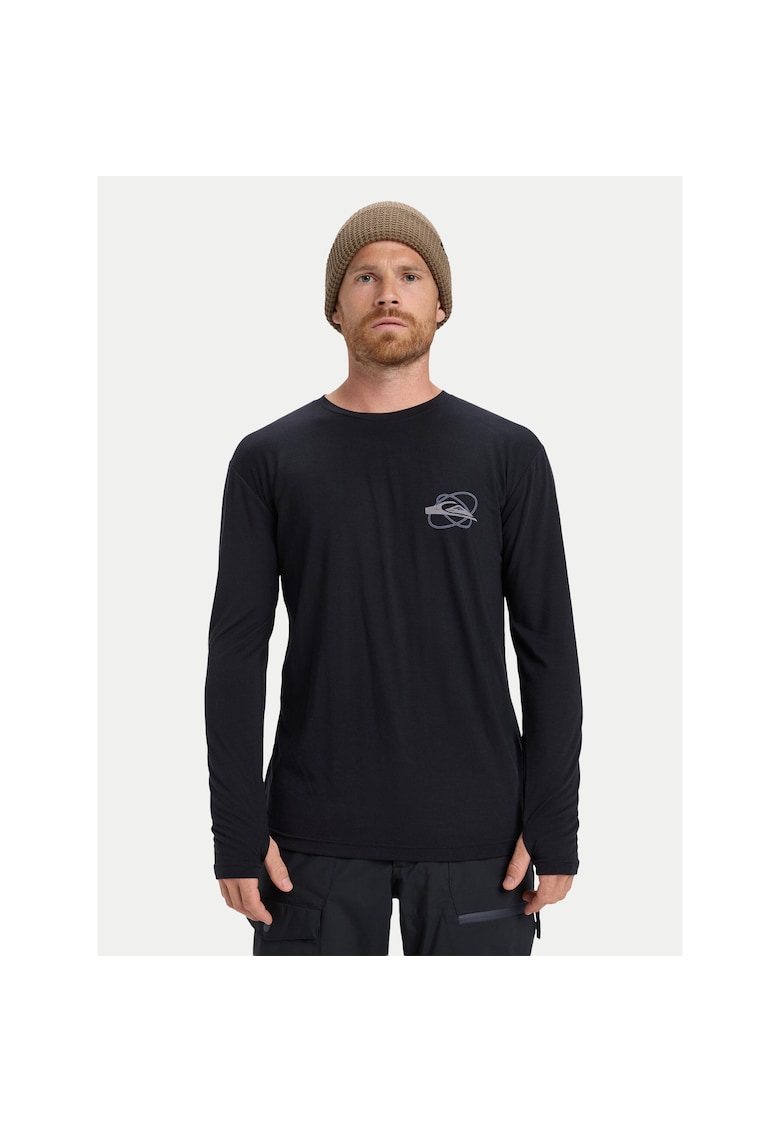 Bluza sport barbati - maneca lunga - poliester reciclat - negru -