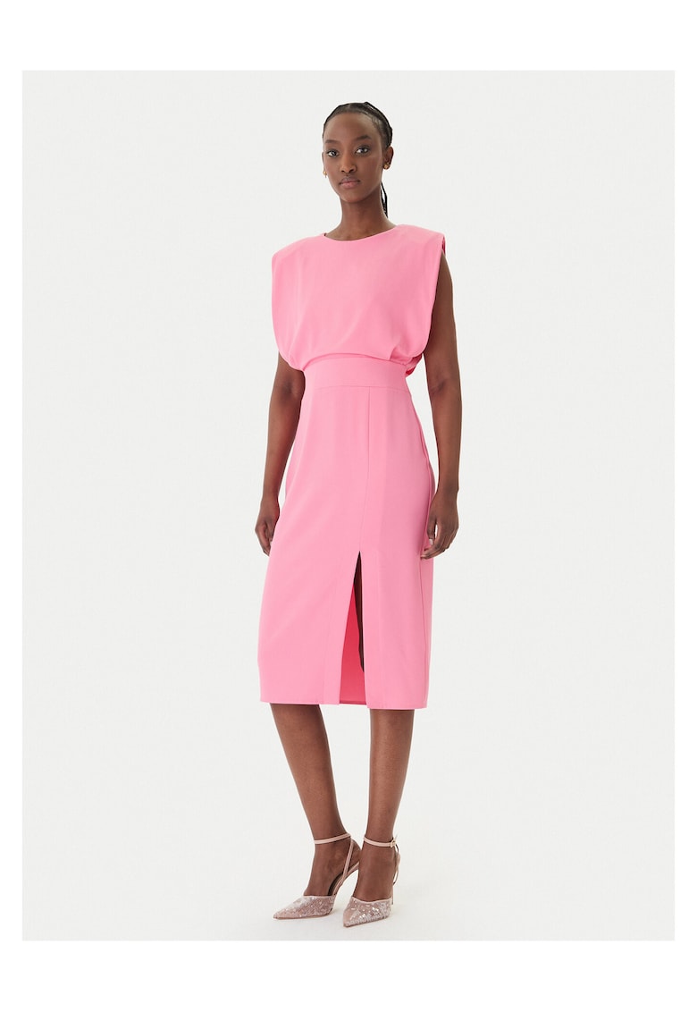 Rochie cocktail roz - poliester - fermoar - Roz