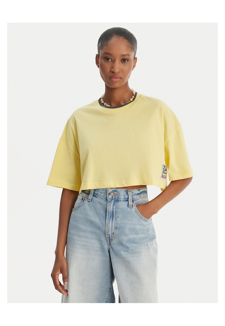 Tricou dama - supradimensionat - galben - bumbac